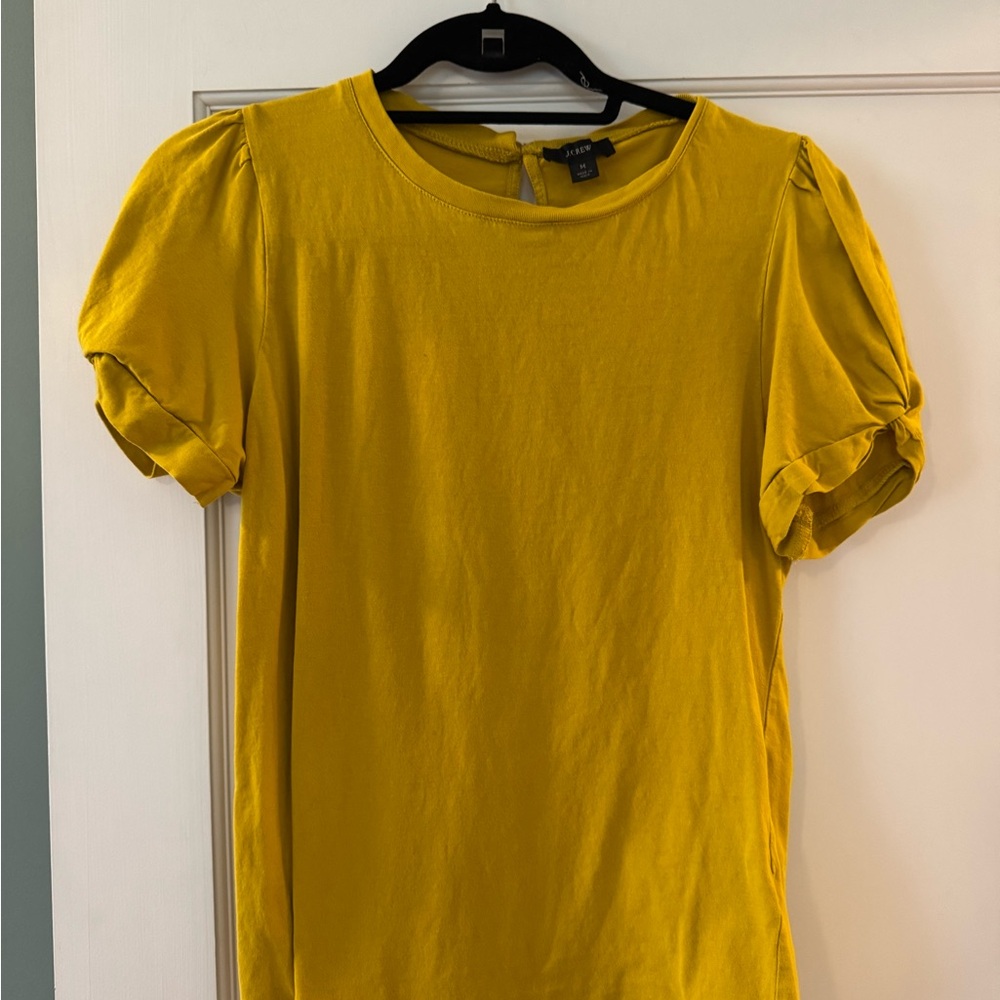 J. Crew Yellow Puff Sleeve Short Sleeve Tee